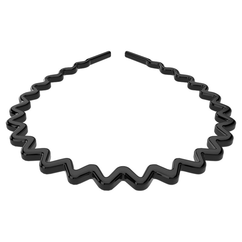 HYFEEL Wavy Headbands Plastic Skinny Thin Non-Slip Flexible Hair Bands Simple Hoops Hair Accessories for Women and Men Solid Colors (Black) - Image 1